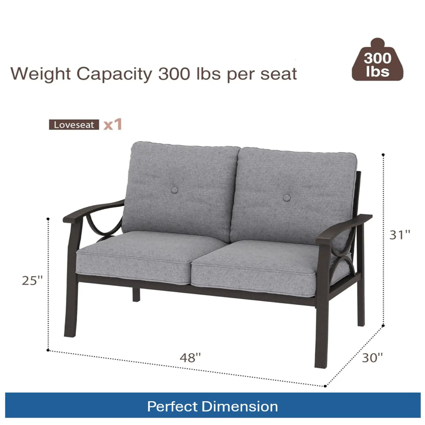 All-Weather Loveseat 2 Seats Sofa With Cushions by HouseOfZazla
