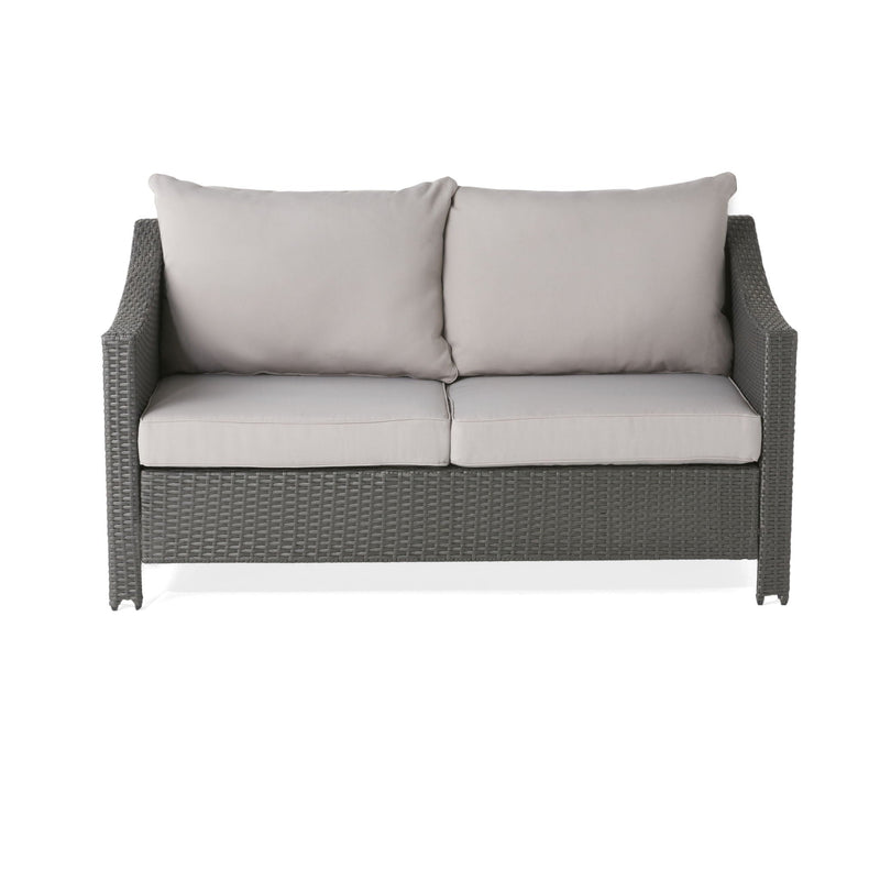 Contemporary Antibes Loveseat & Table Set Outdoor - Gray by HouseOfZazla