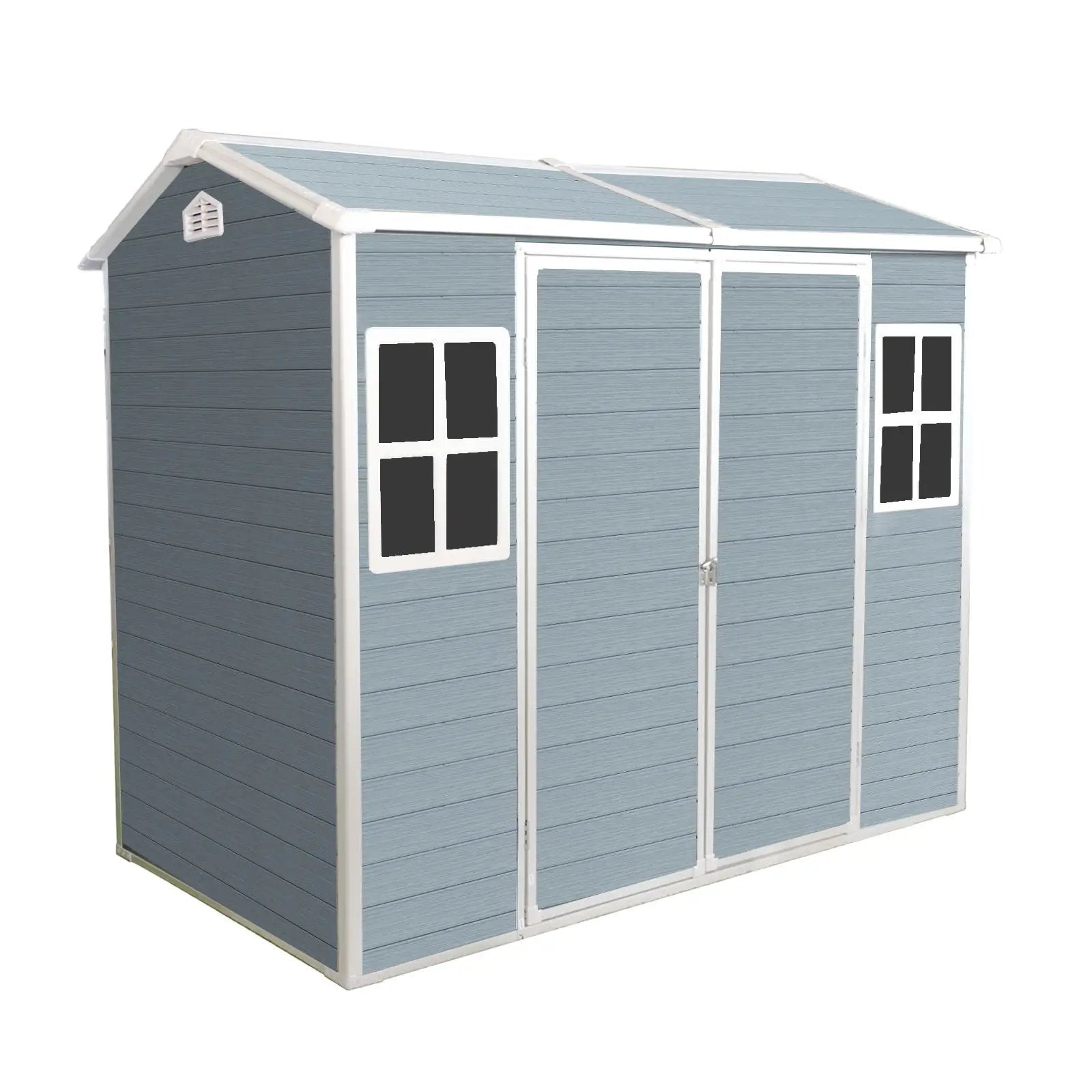 Resin Outdoor Storage Shed With Two - Window And Double - Door, Plastic Shed With Floor For Gargen, Patio, Yard, Lawn by HouseOfZazla