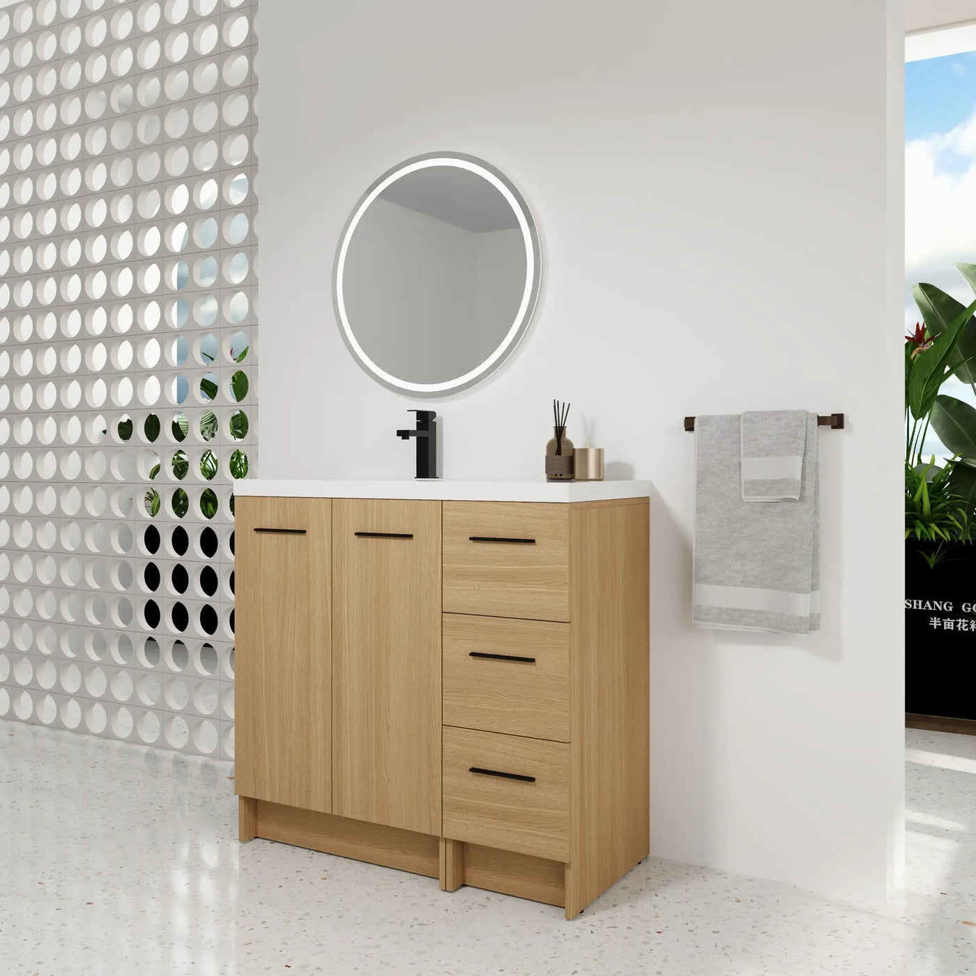 Wall Mounted Floating Bathroom Vanity With Sink, Door & Drawers Modular Cabinet by Unique Piece Furniture