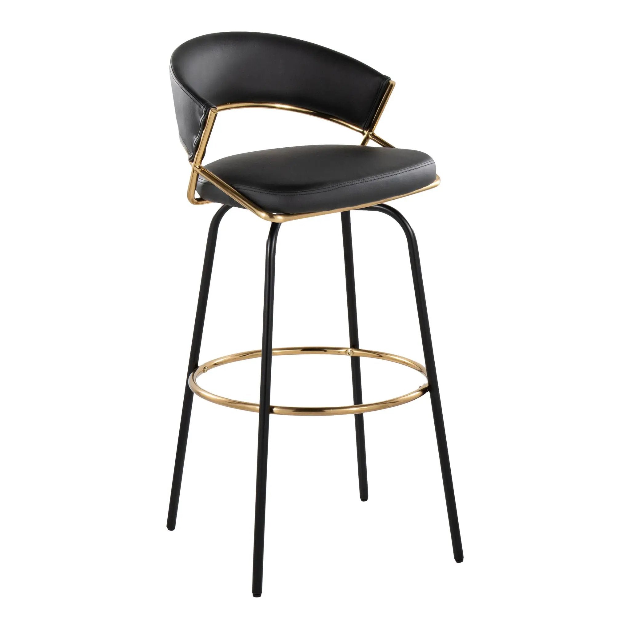 Jie - Fixed Height Contemporary Barstool With Swivel Round Footrest (Set of 2) by Unique Piece Furniture