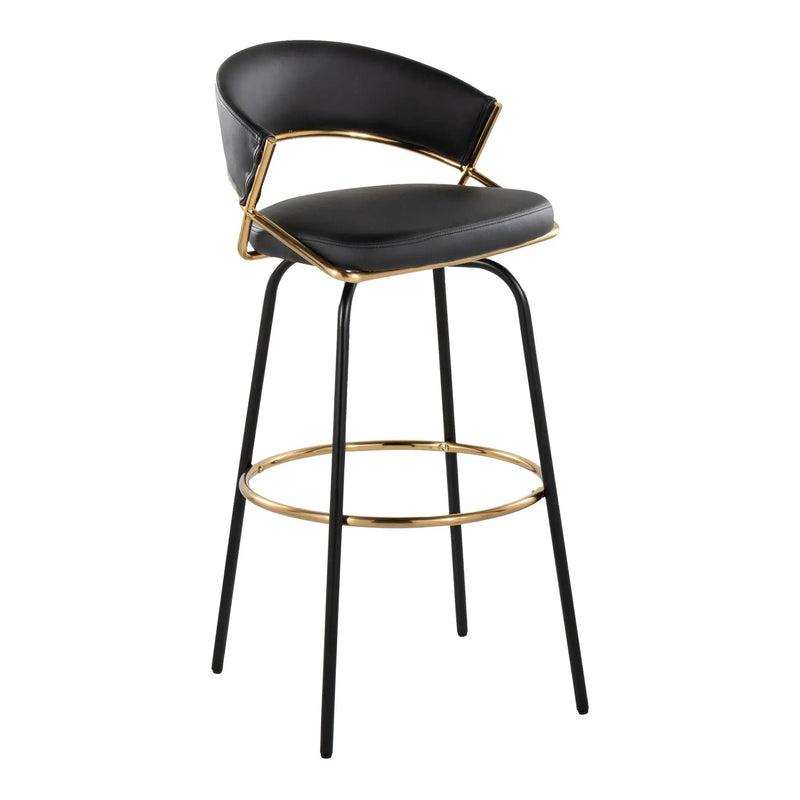 Jie - Fixed Height Contemporary Barstool With Swivel Round Footrest (Set of 2) by Unique Piece Furniture