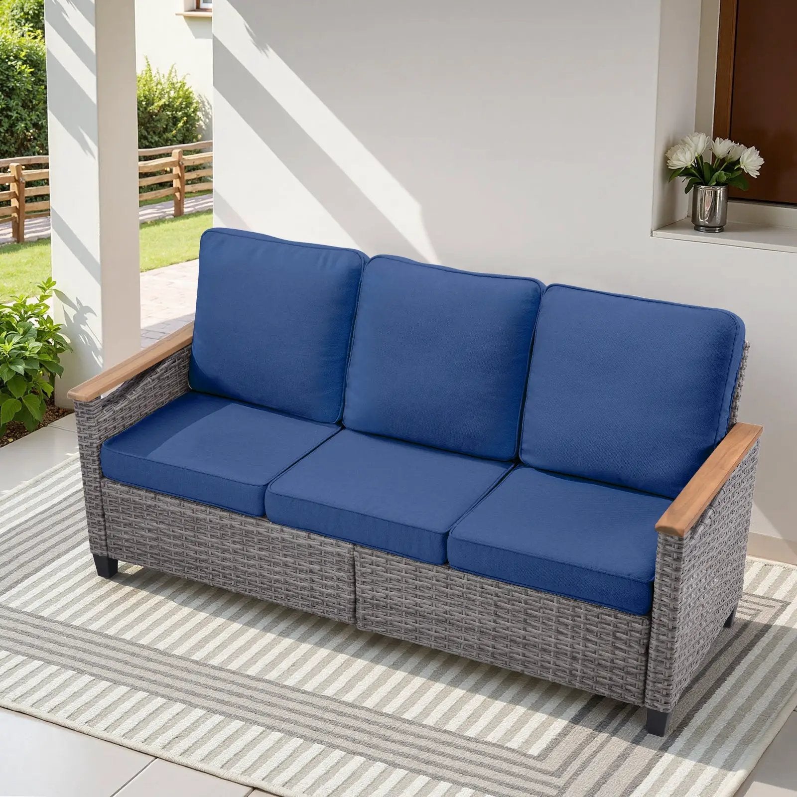69.7" Wide Outdoor Wicker Patio Sofa by HouseOfZazla