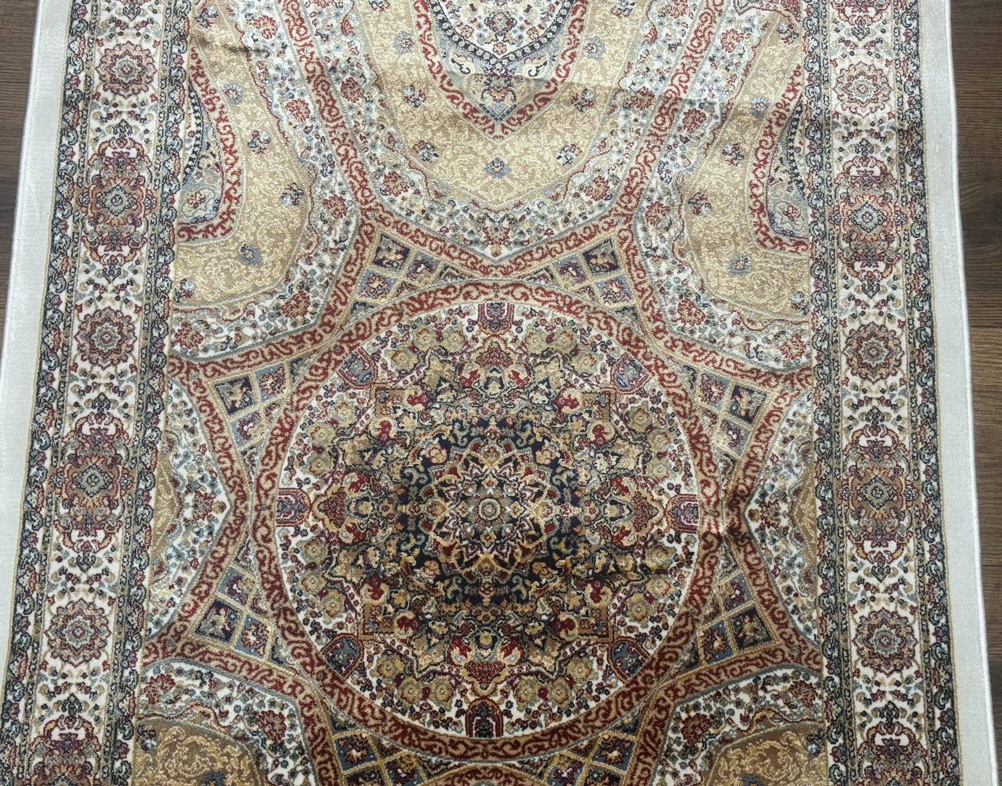 Turkish Silk Runner Rug 2.6 x 13, Dome Design, Hereke Runner, Bamboo Silk, New by Jewel Rugs