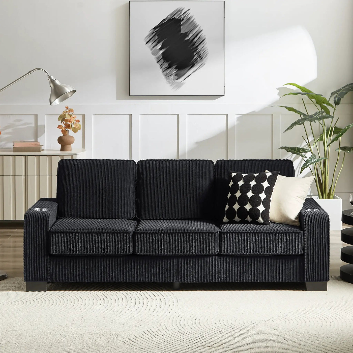 Modern Corduroy 3-Seater Sofa by HouseOfZazla