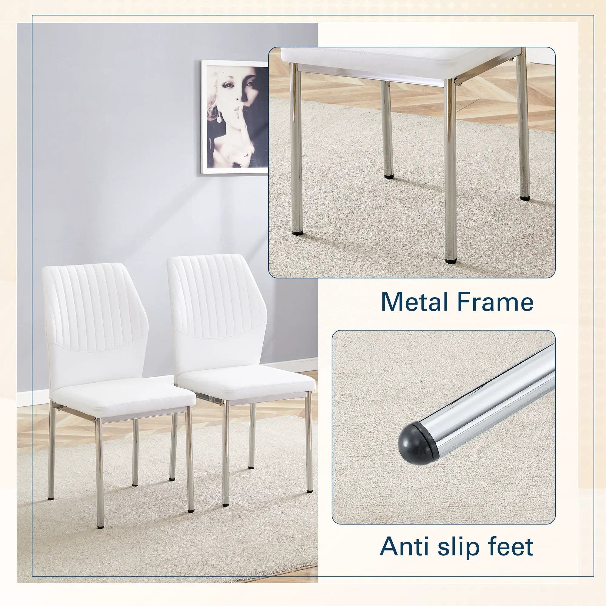 Luxury Simple High Resilience Dining Chair With Metal Legs by Unique Piece Furniture