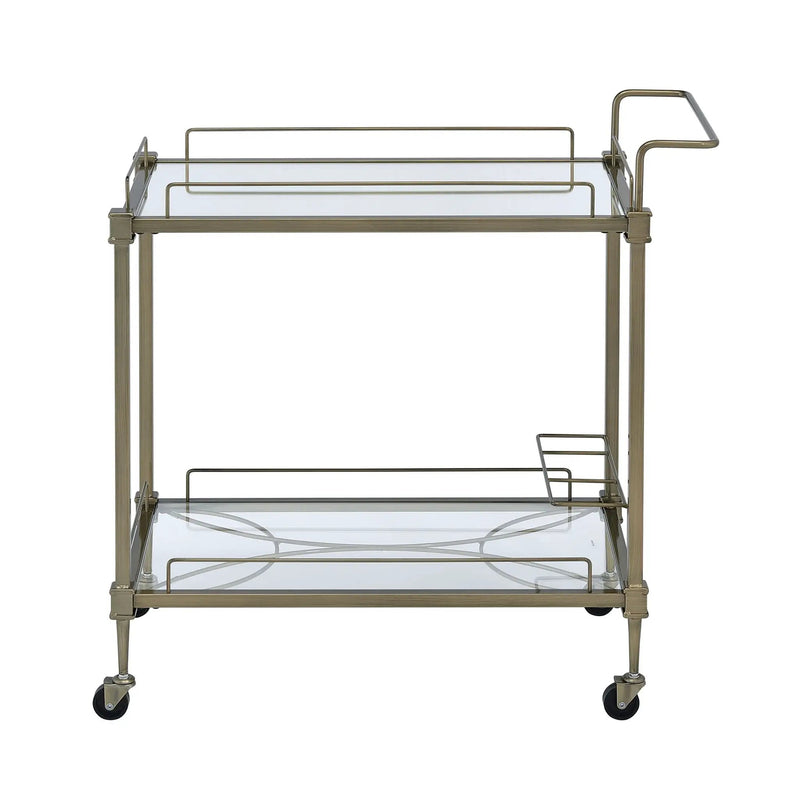 Aditya Mirrored & Antique Brass Finish Serving Cart by HouseOfZazla