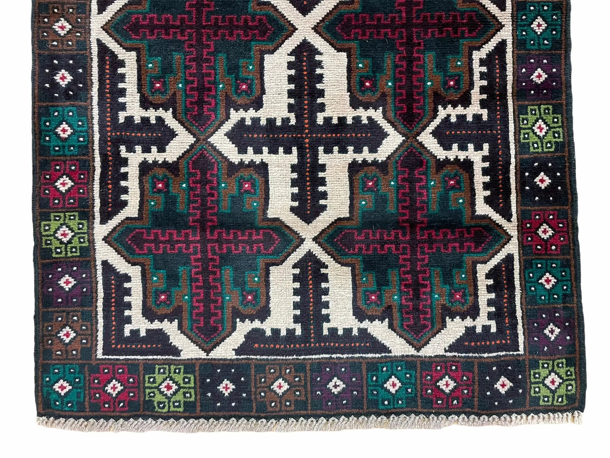3 X 4.4 Vintage Handmade Tribal Wool Rug Balouchi Rug Afghan Rug Red Beige Green by Jewel Rugs