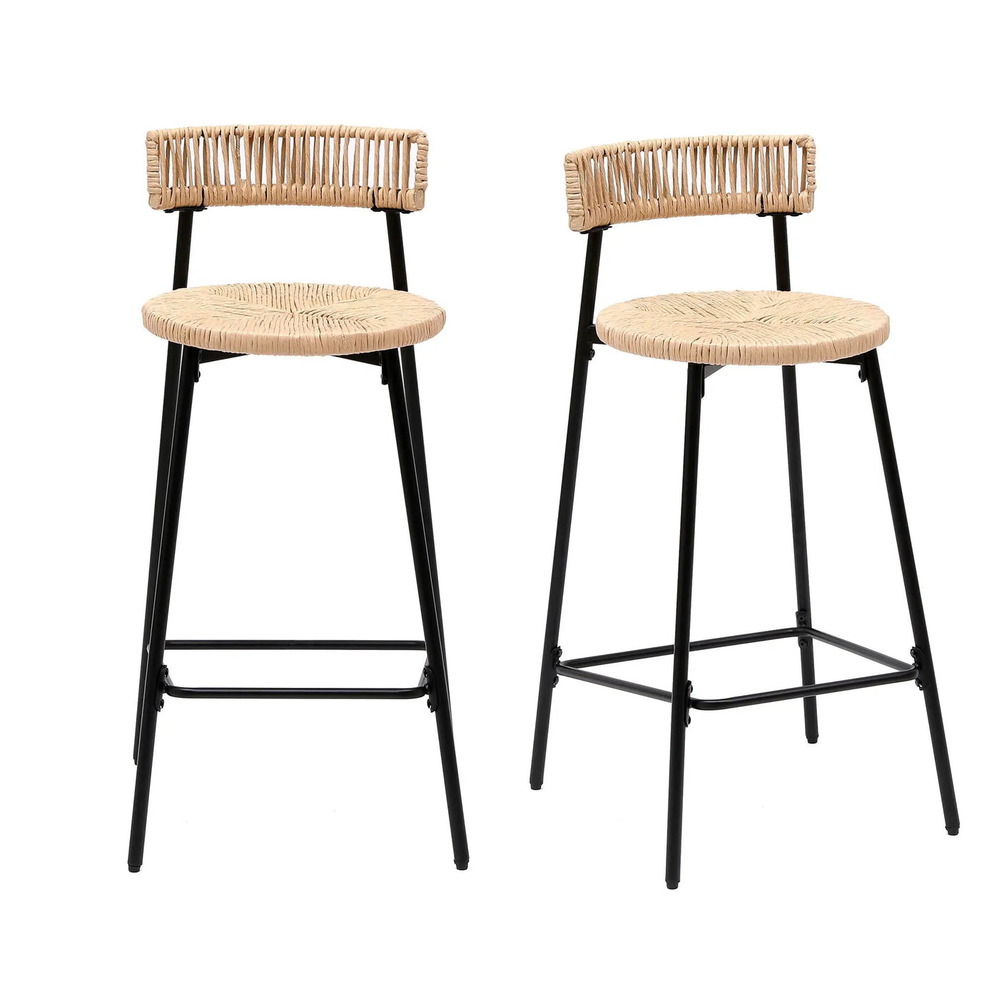 Boho Style Handwoven Paper Rope Counter Stools (Set of 2) by HouseOfZazla