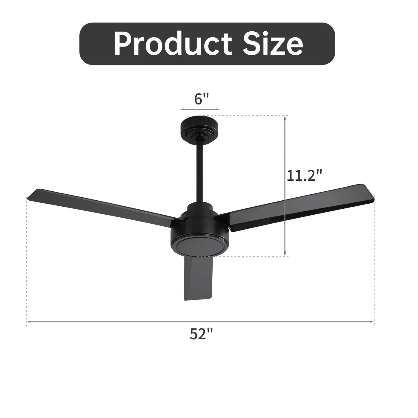 Ceiling Fan Without Light, 3 Blades Farmhouse Ceiling Fan With Remote Control 6-Speed Reversible Dc Motor For Living Room, Bedroom, Kitche by HouseOfZazla