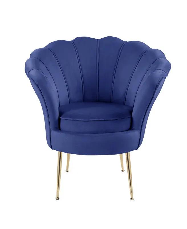 Angelina - Scalloped Back Barrel Accent Chair With Metal Legs by HouseOfZazla