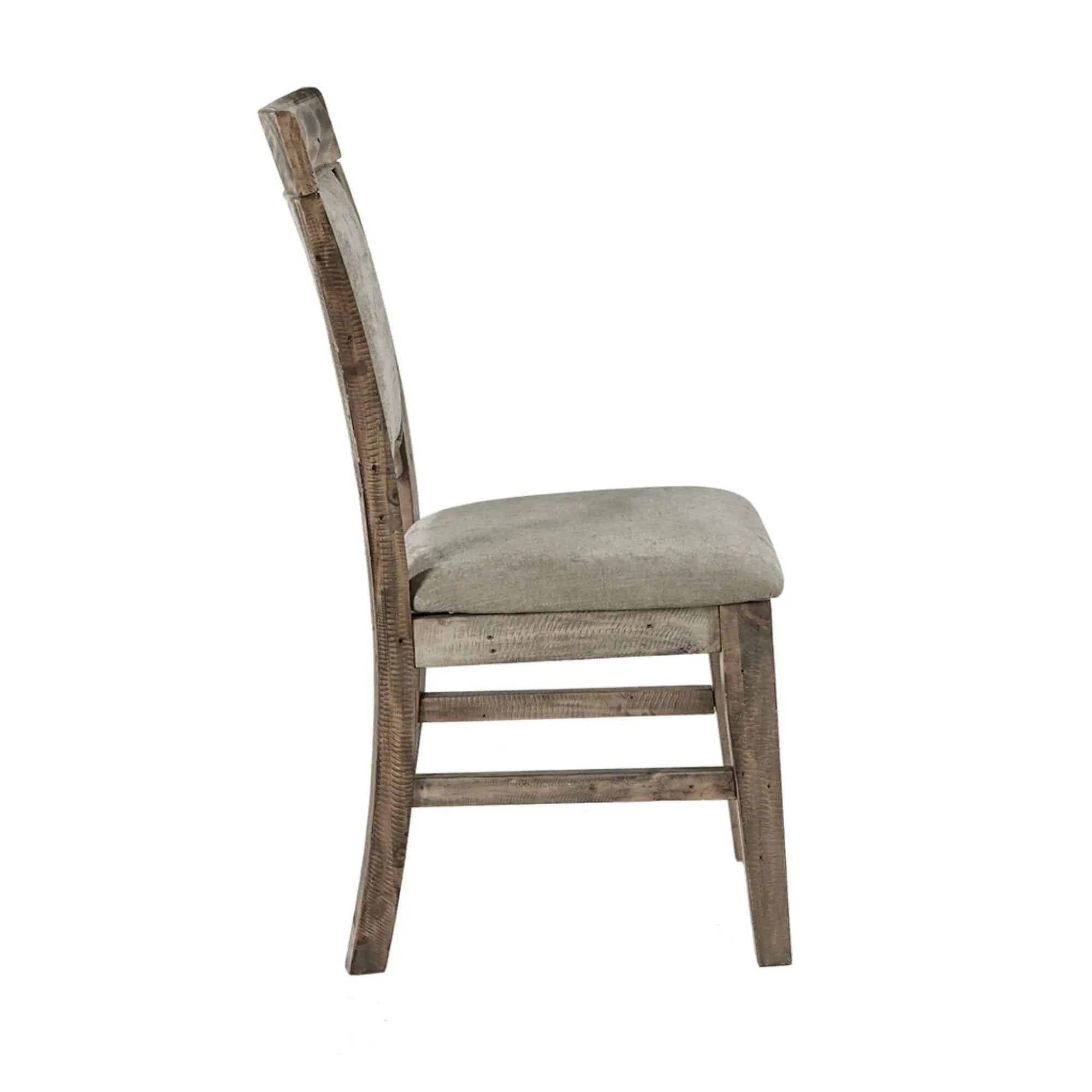 Dining Side Chair Set With Cushioned Back And Seat (Set of 2) - Weathered Gray / Natural by Unique Piece Furniture
