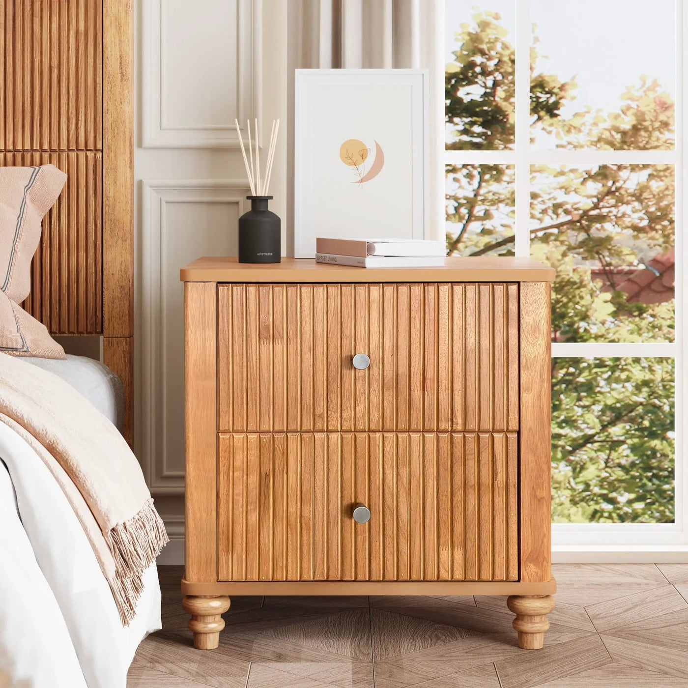 Modern Fluted Nightstand With 3 Drawers by HouseOfZazla