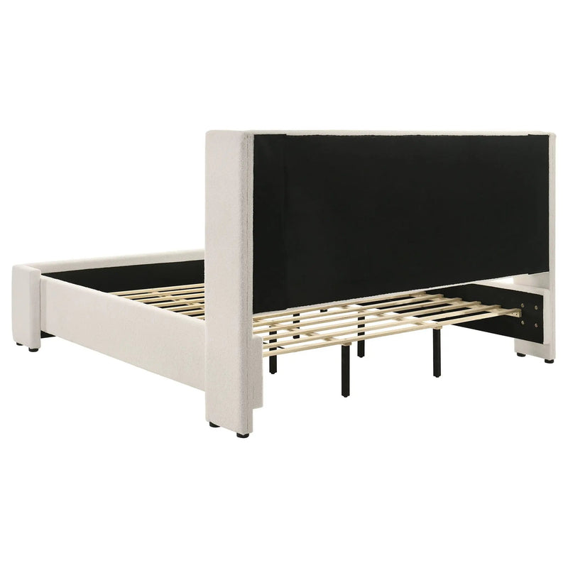 Alamosa Boucle Upholstered Eastern King Platform Bed White by Unique Piece Furniture