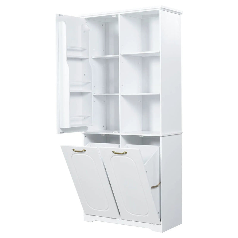 Freestanding Tall Storage Cabinet With 2 Tilt-Out Hampers by HouseOfZazla