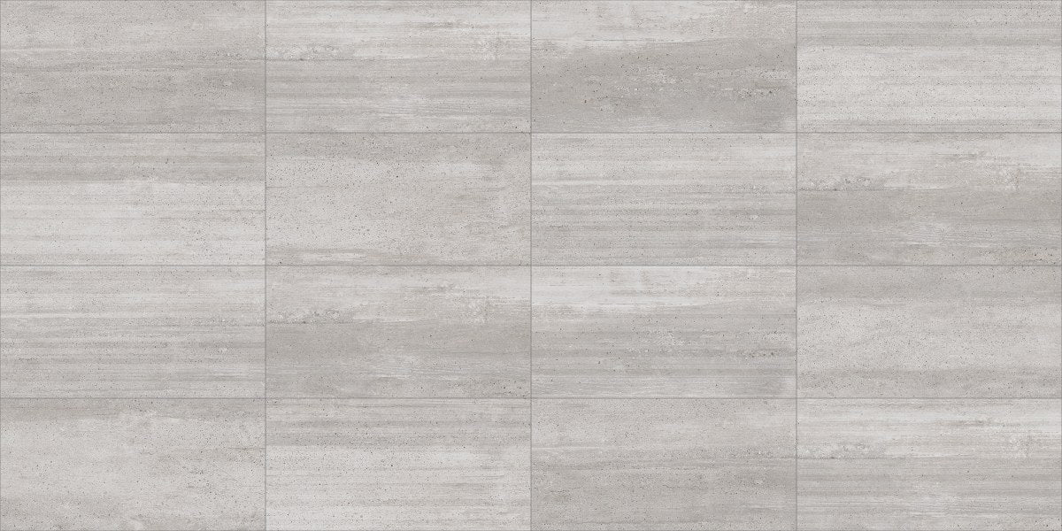 Ecocrete Aqua Honed Concrete Look Cove Base Porcelain Trim 6x12, several pieces laid together