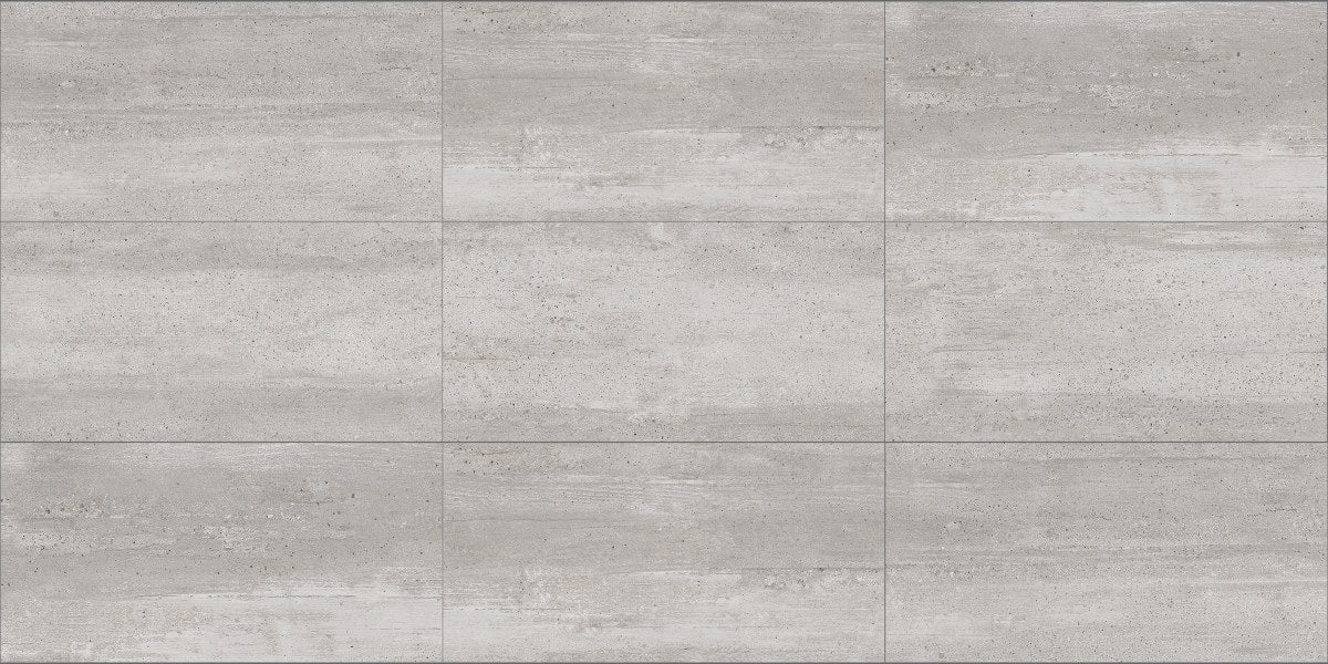 Ecocrete Aqua Honed Concrete Look Porcelain Tiles 12x24, several pieces laid together, view 2