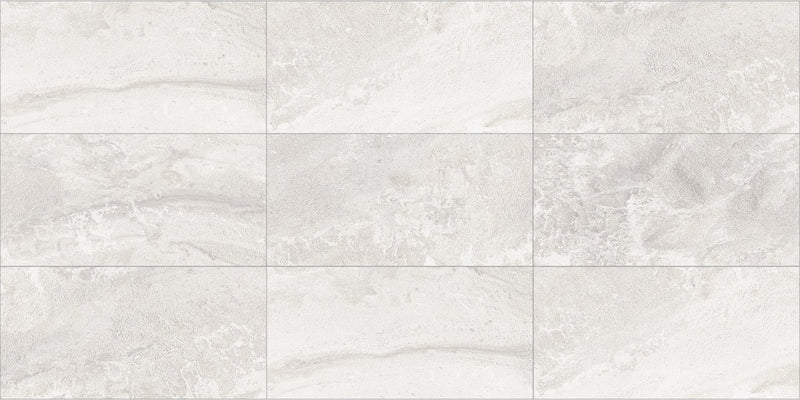 Ecocrete Melted Ice Honed Concrete Look Cove Base Porcelain Trim 6x12, several pieces laid together, view 2