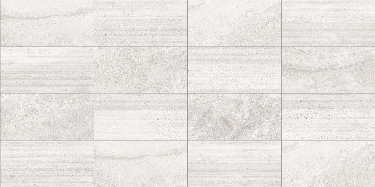 Ecocrete Melted Ice Honed Concrete Look Cove Base Porcelain Trim 6x12, several pieces laid together