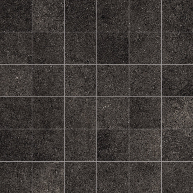Ecocrete Weathered Black Honed 2x2 Concrete Look Porcelain Mosaics 12x12 mosaic sheet