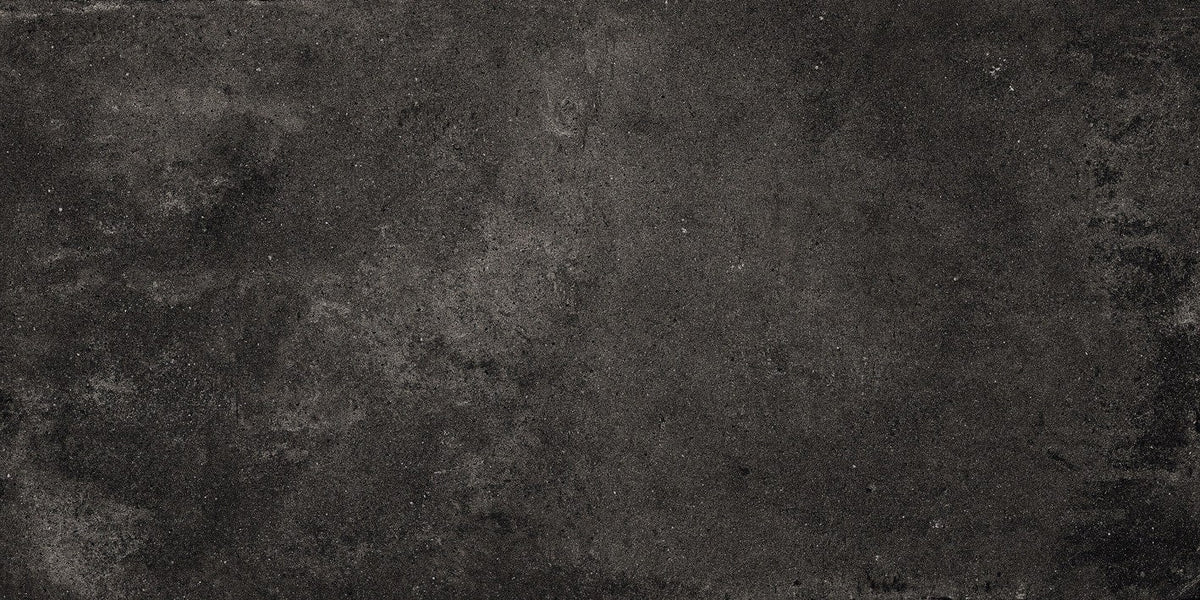 Ecocrete Weathered Black Honed Concrete Look Cove Base Porcelain Trim 6x12, surface color and finish
