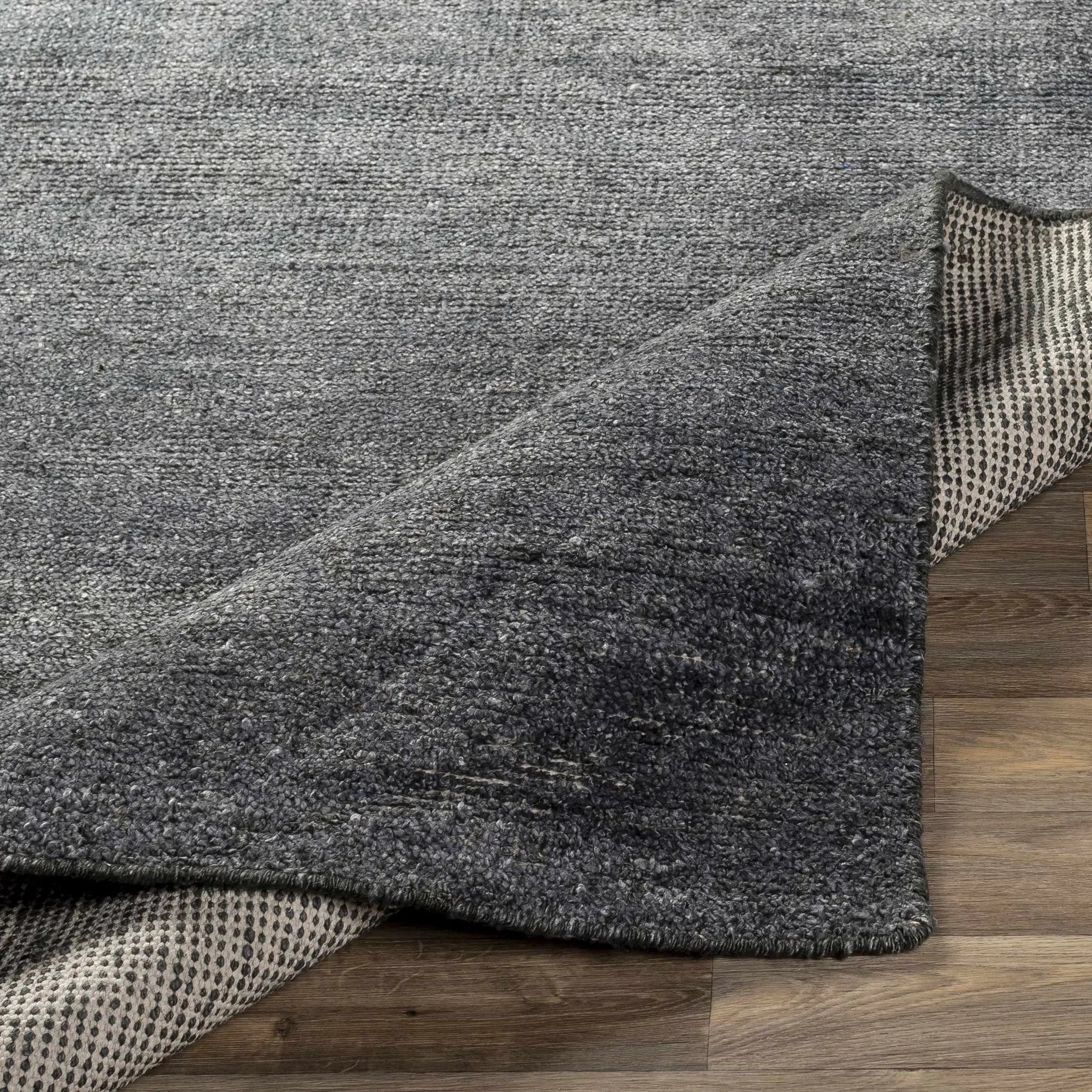 Lecompton Solid Charcoal Viscose Rug - Clearance by Boutique Rugs