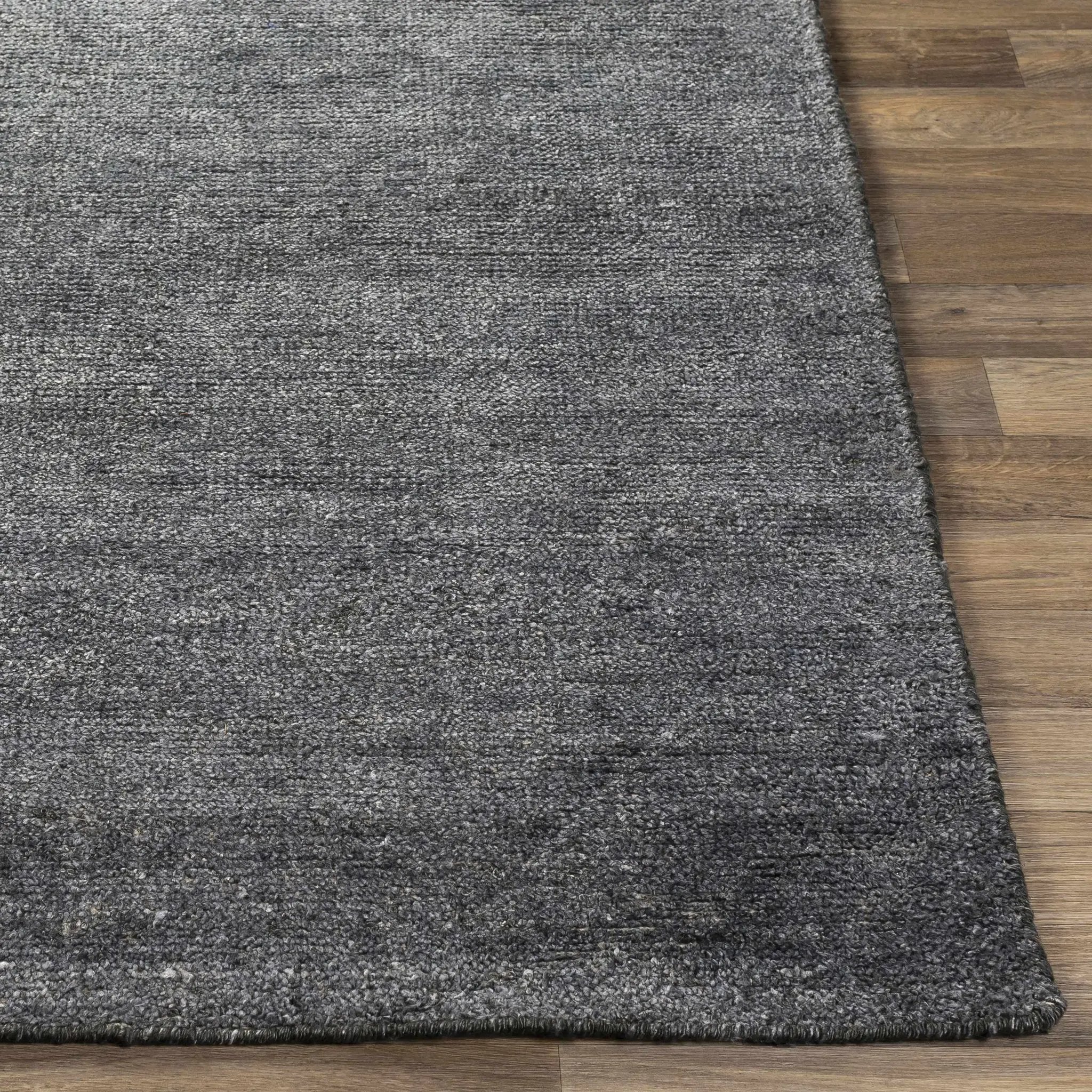 Lecompton Solid Charcoal Viscose Rug - Clearance by Boutique Rugs