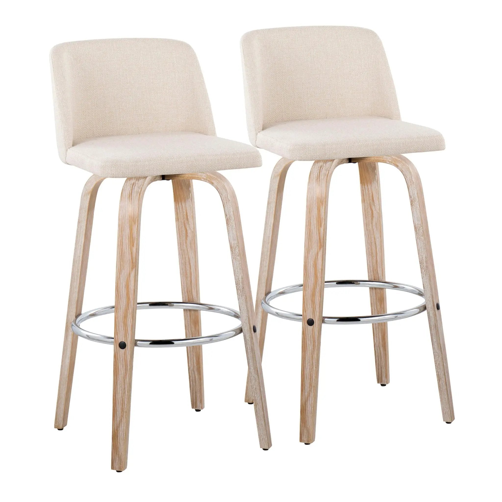 Toriano - Contemporary Fixed Height Barstool With Swivel & Round Footrest (Set of 2) by HouseOfZazla