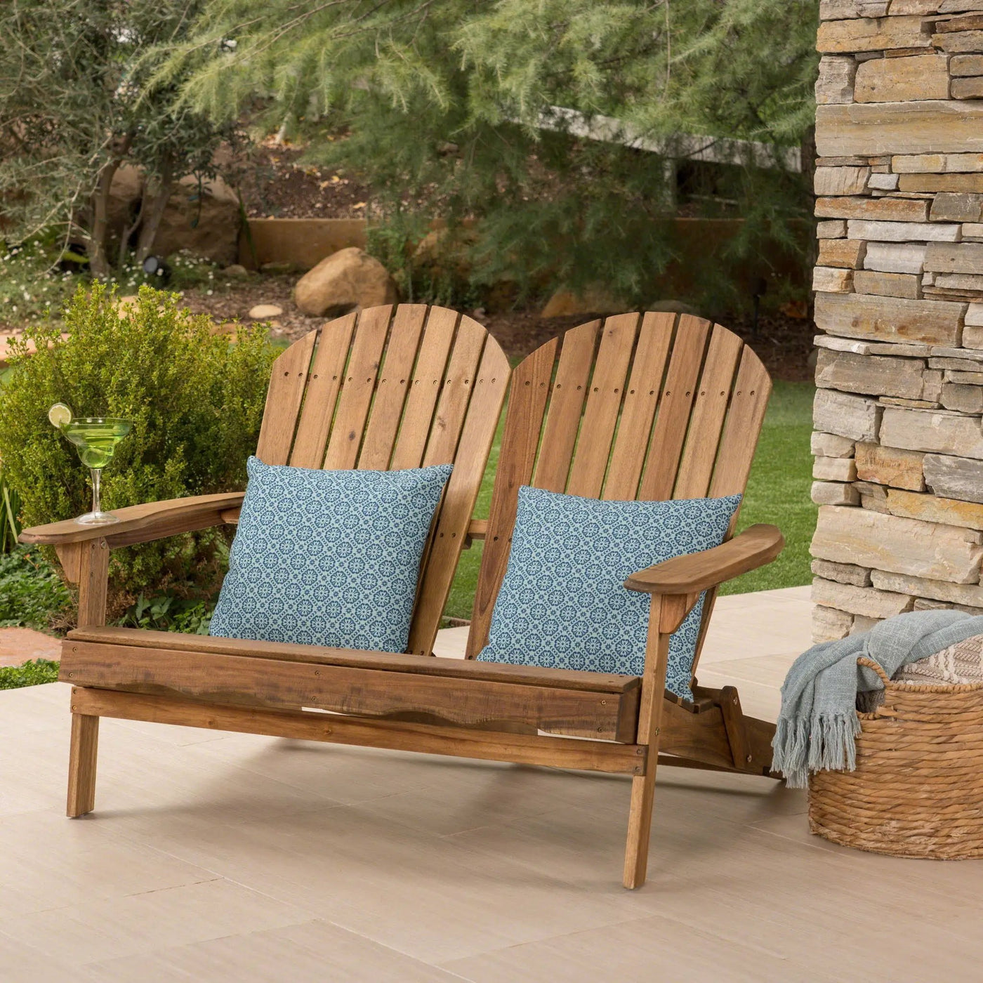Outdoor Adirondack Rocking Loveseat With Hand Crafted Details by HouseOfZazla