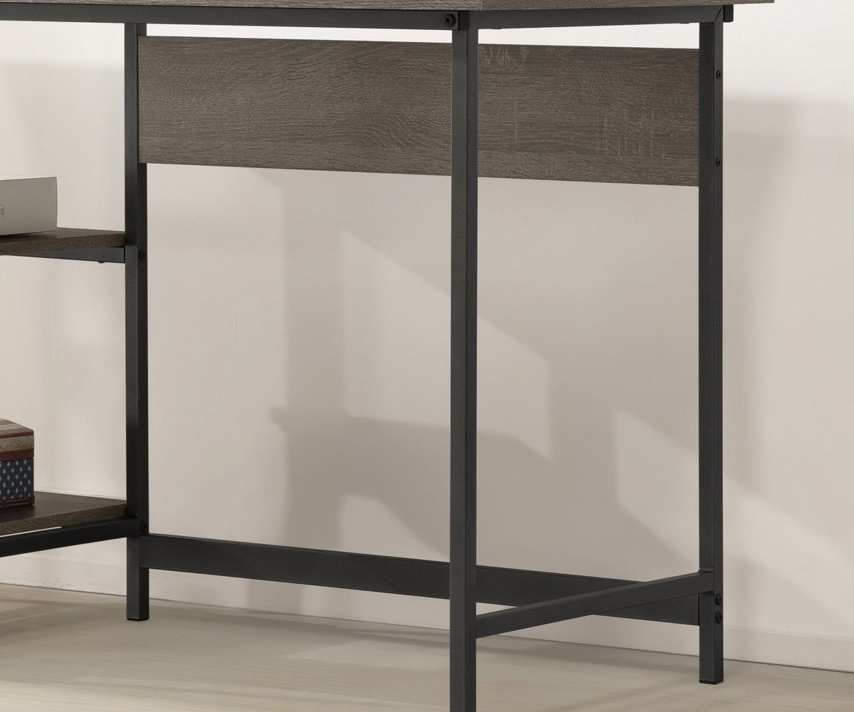 Weathered Gray Writing Desk with Storage Shelves, photo 5 of 5