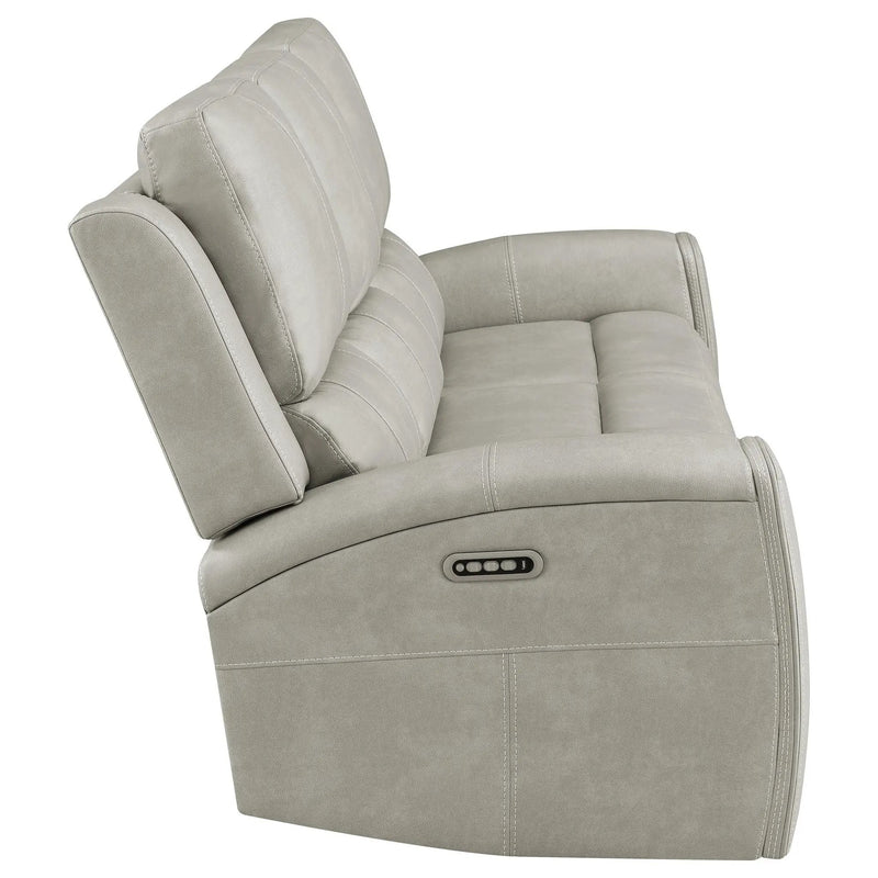 Brickston Triple Power Reclining Sofa Grey by Unique Piece Furniture
