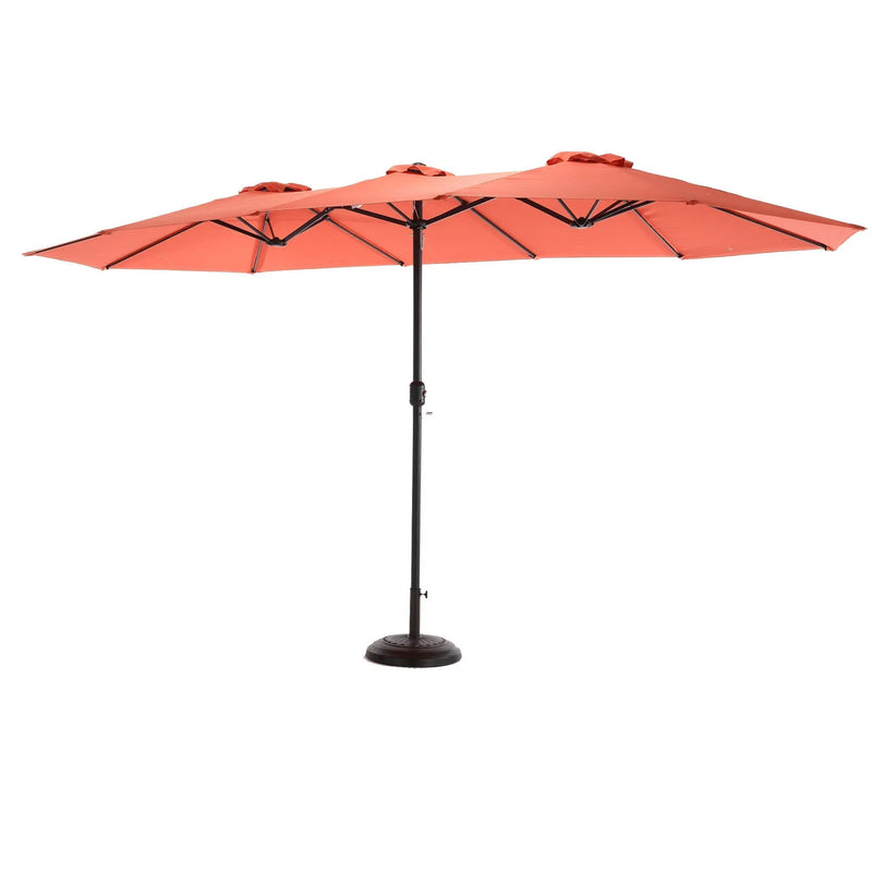 14.8 Ft Double Sided Outdoor Umbrella Rectangular Large with Crank (Orange) (No Base) by HouseOfZazla