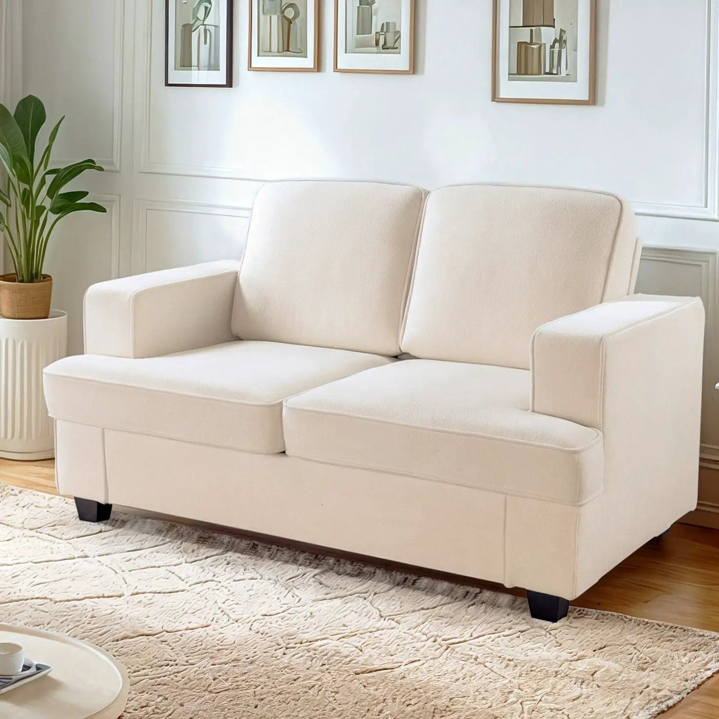 Modern Loveseat, Comfortable 2 Seater Couch With Deep Seating, Loose Back Cushions, Wide Arms by Unique Piece Furniture