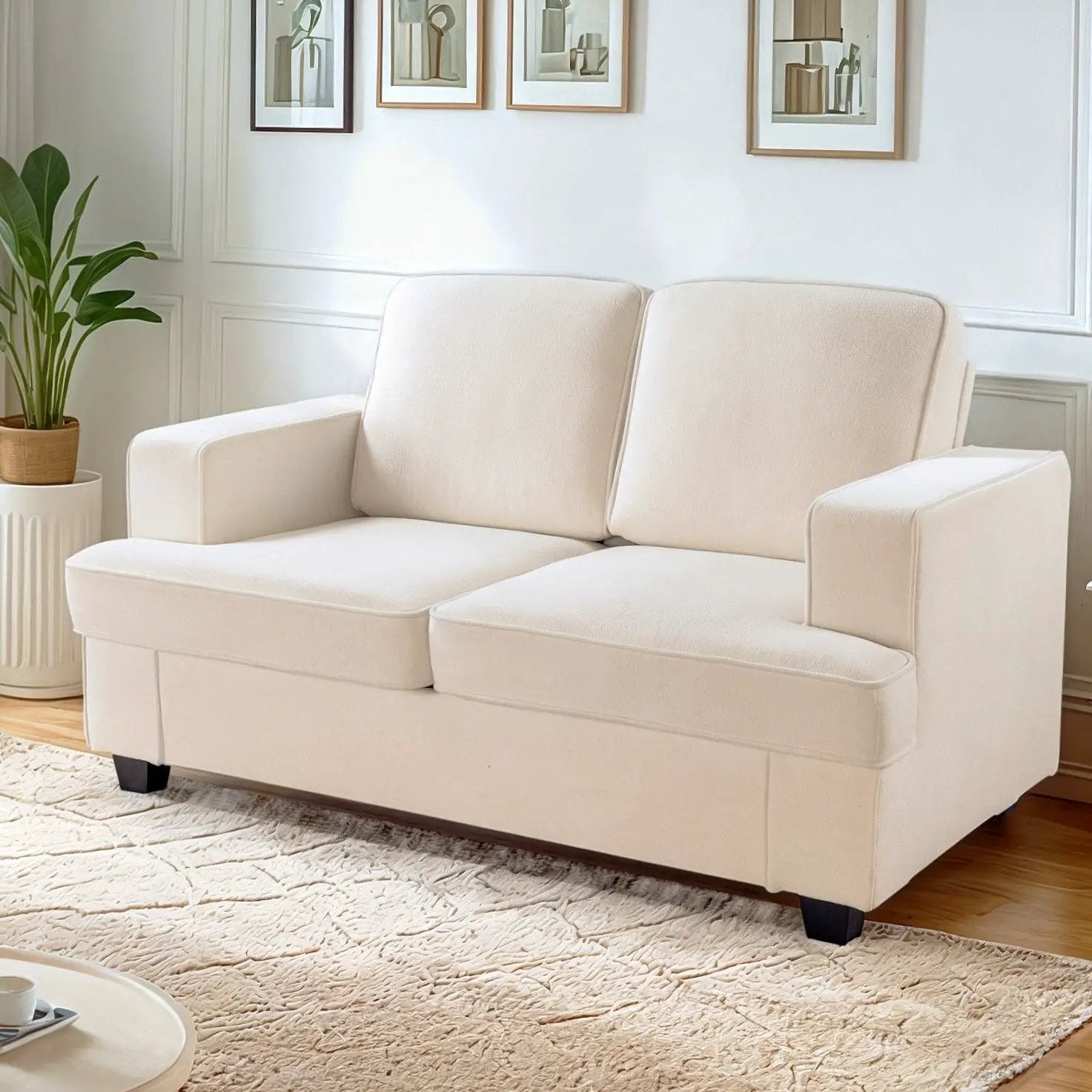 Modern Loveseat, Comfortable 2 Seater Couch With Deep Seating, Loose Back Cushions, Wide Arms by HouseOfZazla