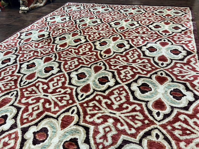 Portuguese Rug 9x12, Vintage Carpet, Handmade Wool Rug by Jewel Rugs