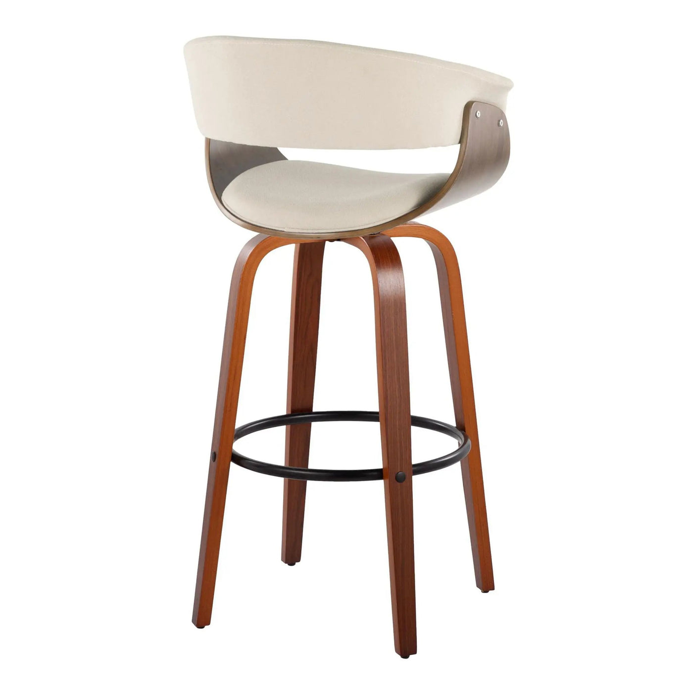 Vintage Mod - Mid Century Modern Fixed Height Barstool With Swivel & Round Footrest (Set of 2) by HouseOfZazla
