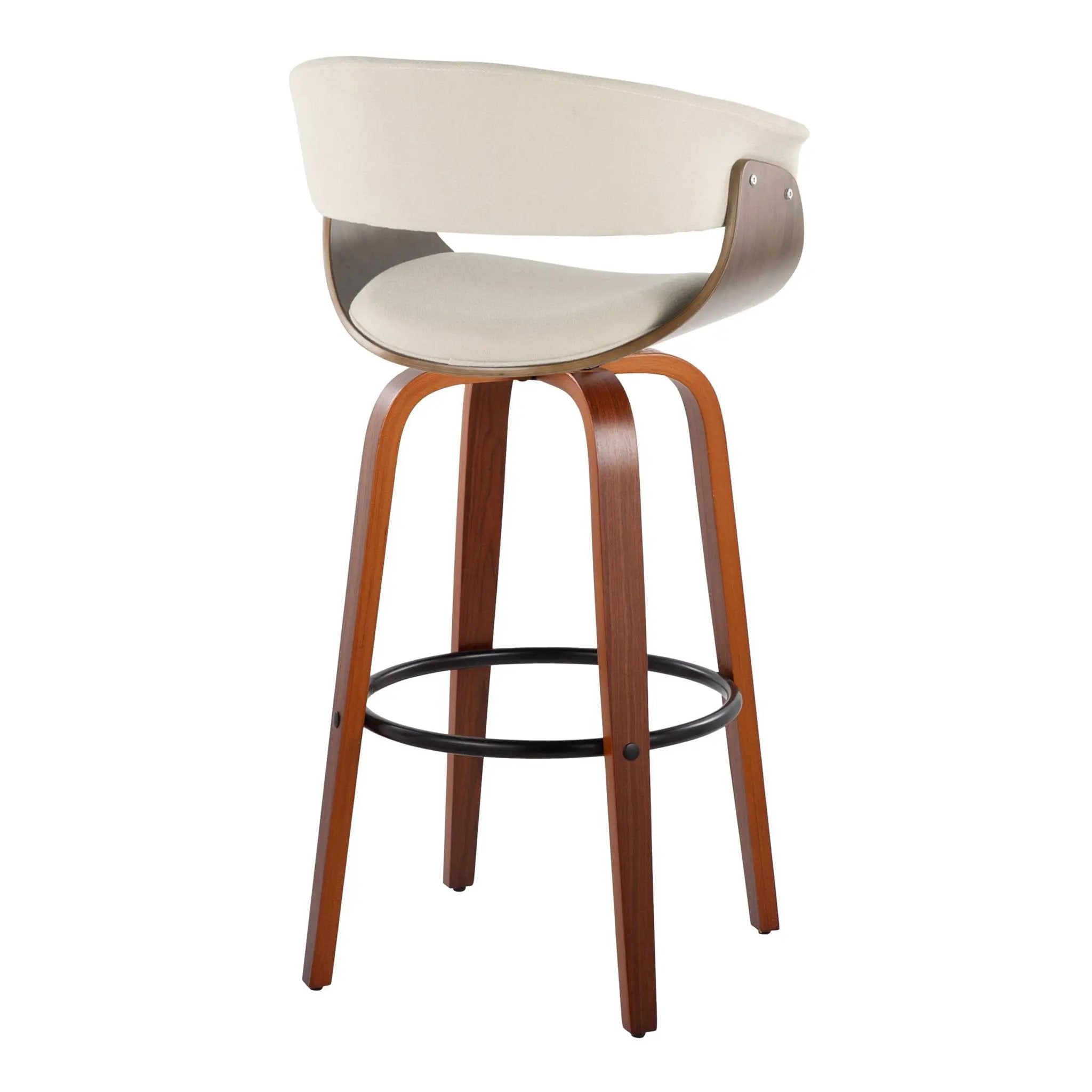 Vintage Mod - Mid Century Modern Fixed Height Barstool With Swivel & Round Footrest (Set of 2) by Unique Piece Furniture
