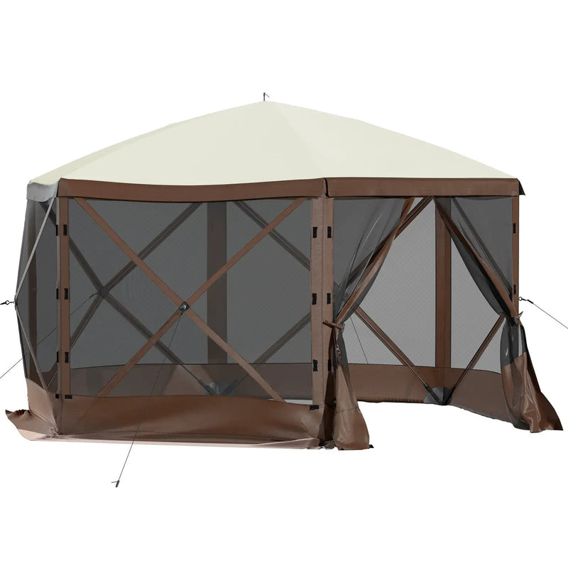 Camping Gazebo Tent, 10'x10', 6-Sided Pop-up Canopy Screen Tent by HouseOfZazla