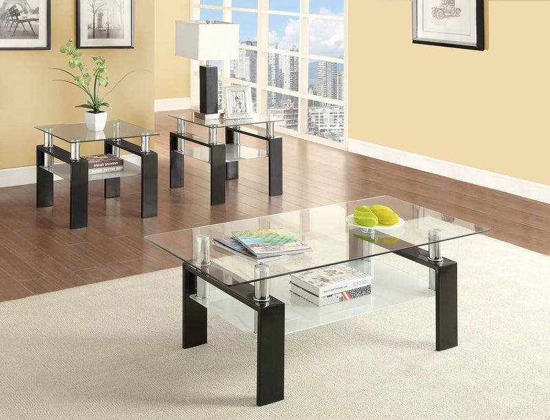 Dyer 3-piece Rectangular Coffee and End Table Set Black by Unique Piece Furniture
