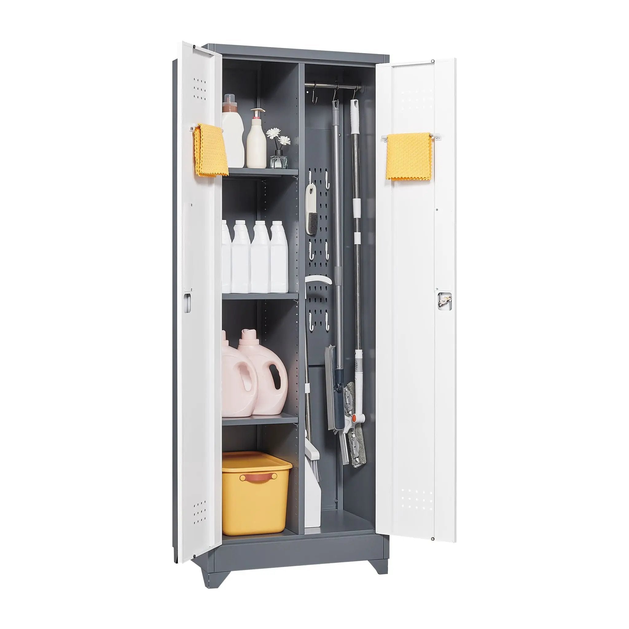 Lockers With Locking Doors, Adjustable Shelves, High Broom Tool Storage Cabinet by HouseOfZazla