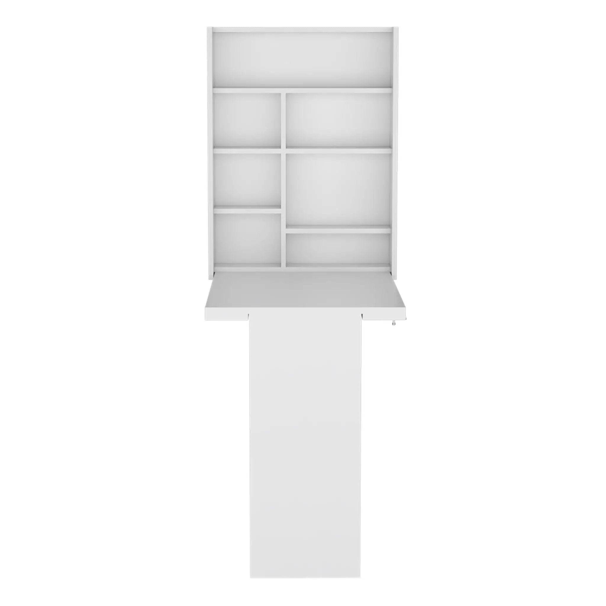 Wall Foldable Table With Multiple Shelves - White by Unique Piece Furniture