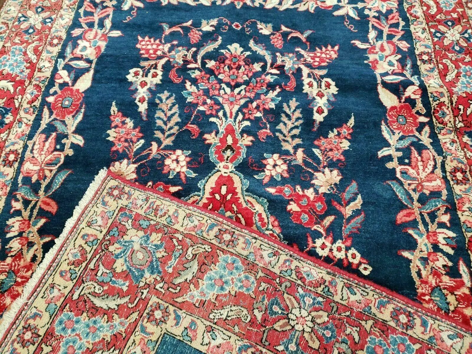 4' X 7' Vintage Handmade Turkish Wool Rug Flowers Birds Tree Of Life Blue Red by Jewel Rugs