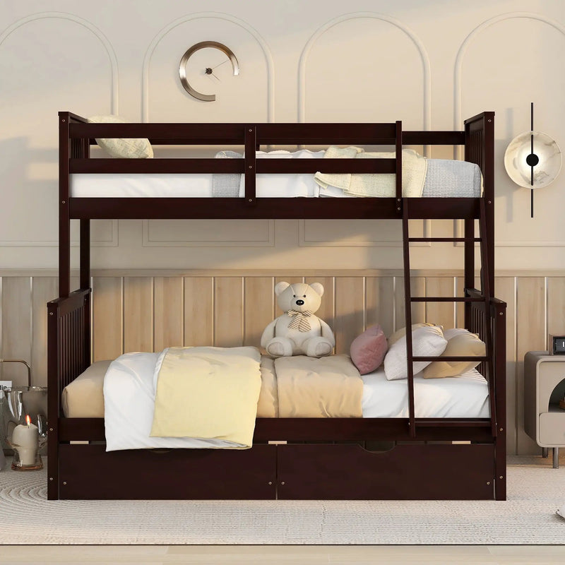 Bunk Bed With Ladders And 2 Storage Drawers by Unique Piece Furniture