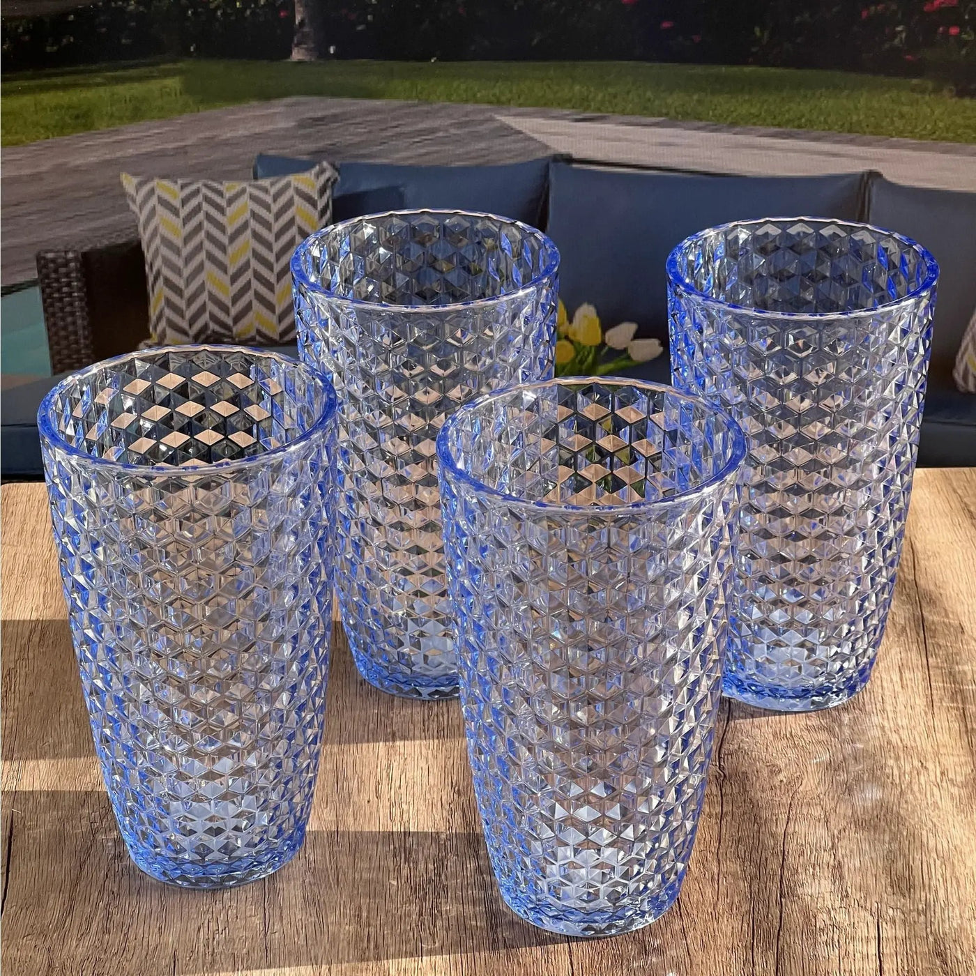 Leading Ware Diamond Cut Acrylic Drinking Glasses (Set of 4) by HouseOfZazla