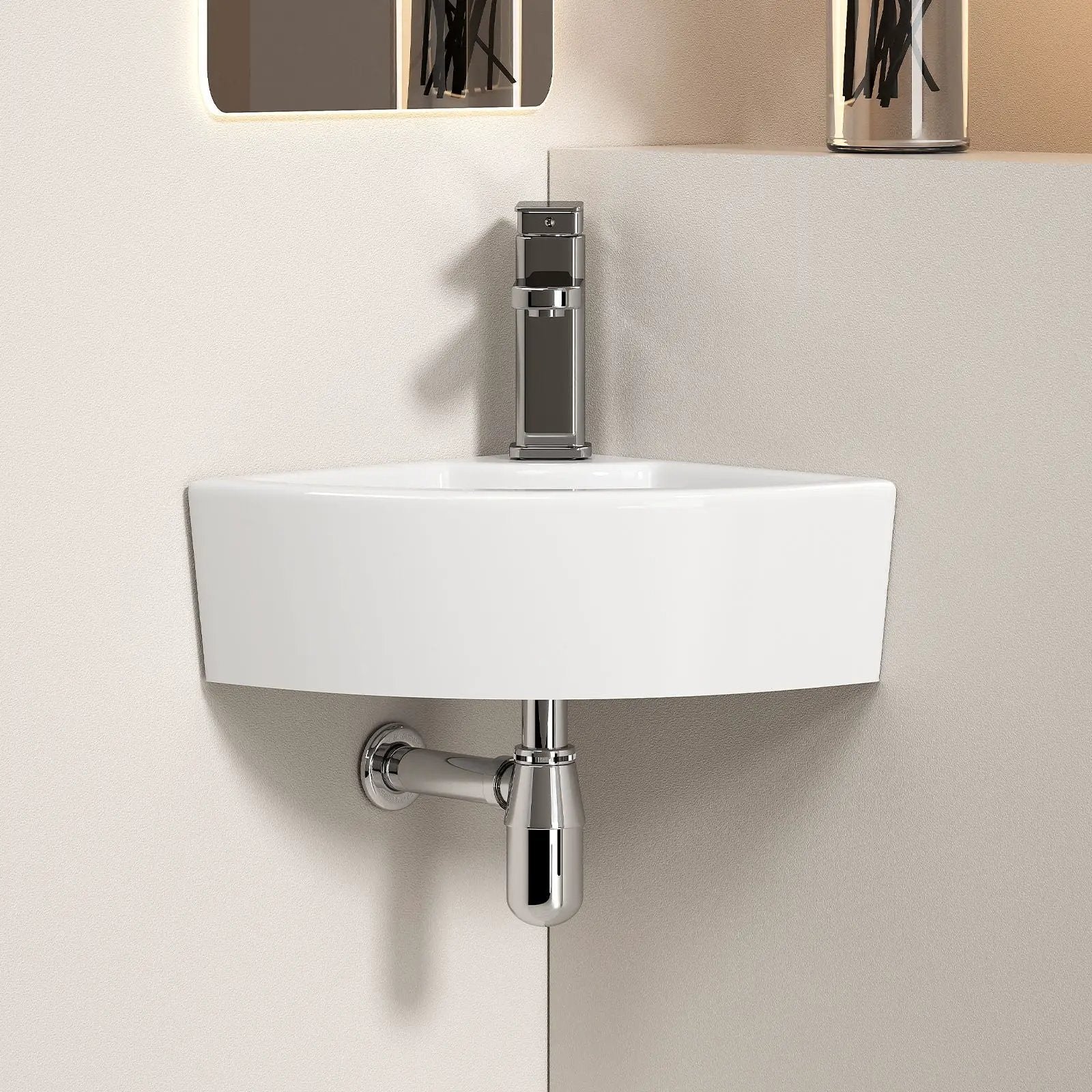 Triangle Corner Sink For Bathroom - Milk White by HouseOfZazla