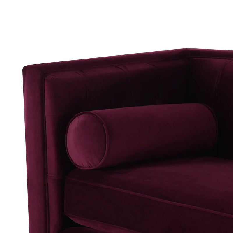 Jack 84" Modern Tuxedo Tufted Sofa, Burgundy Velvet by HouseOfZazla