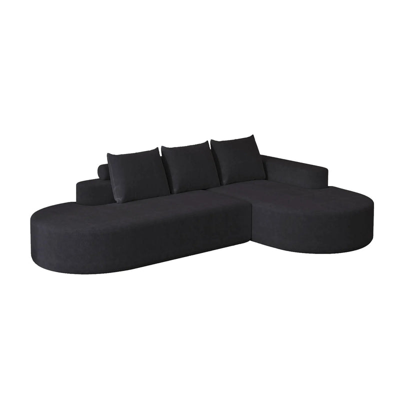 Modern Curved Sofa, L-Shaped Modular Sectional Set With 3 Pillows by HouseOfZazla