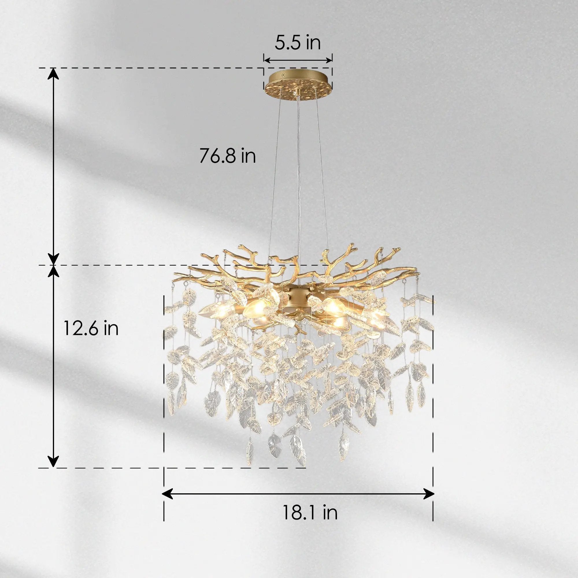 6-Light Chandelier Crystal Ceiling Lamp - Gold Finish by HouseOfZazla