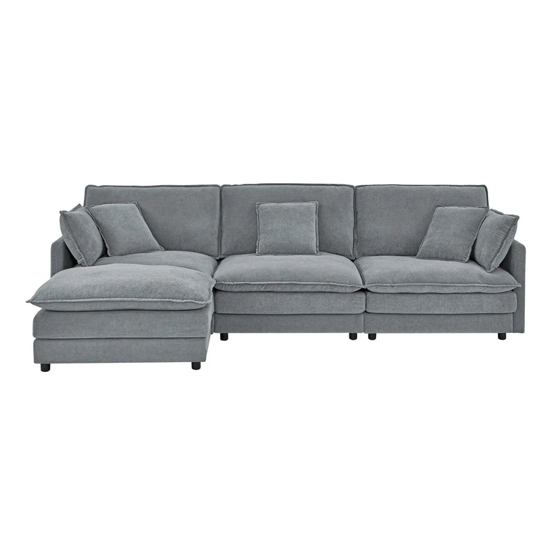 L-Shaped Sectional Sofa With Ottoman, Convertible 4 Seater Couch by Unique Piece Furniture