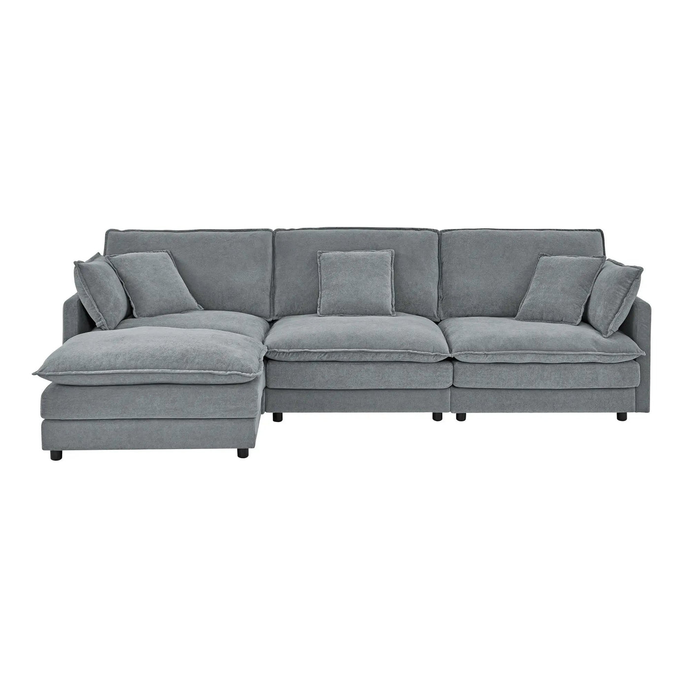 L-Shaped Sectional Sofa With Ottoman, Convertible 4 Seater Couch by HouseOfZazla